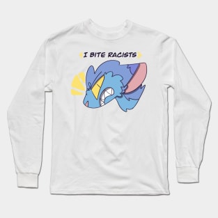 I BITE RACISTS - Blue Design Long Sleeve T-Shirt